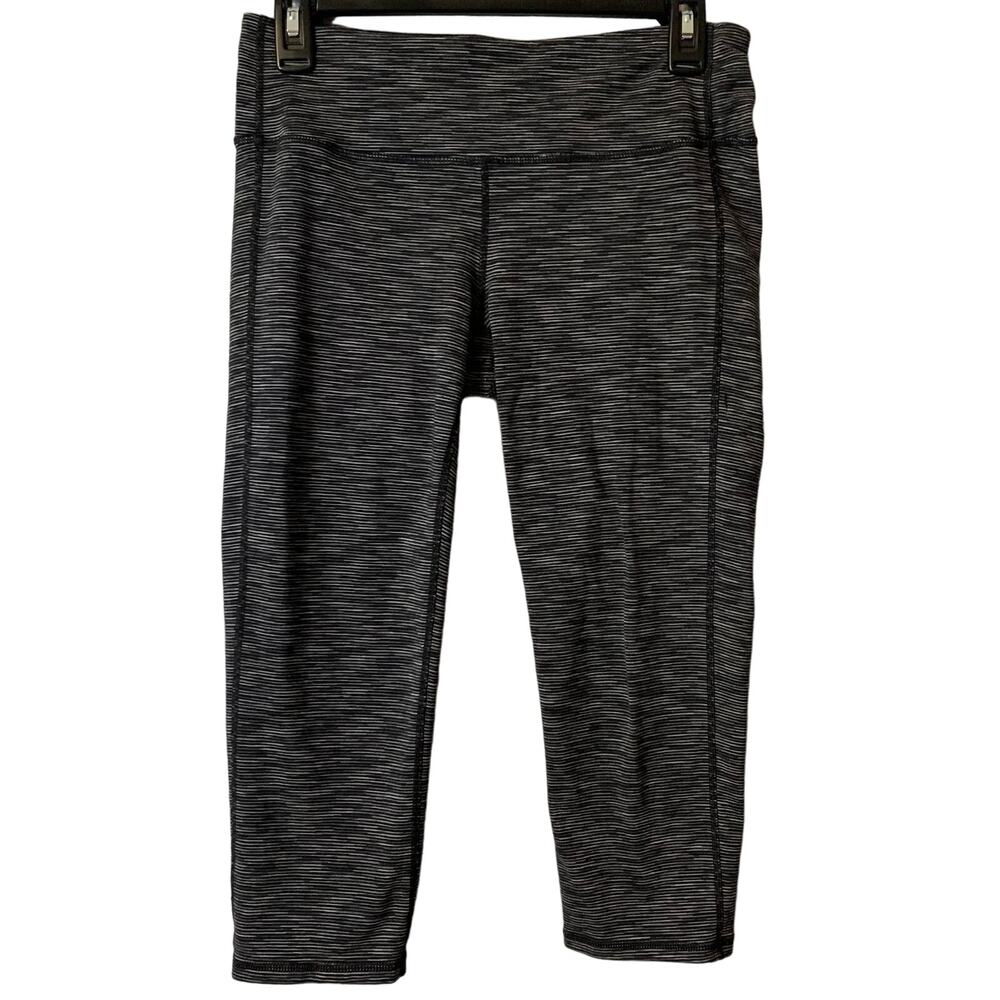 ATHLETA Women Heather Black Crop Capri Athletic Pant Leggings Size Medium